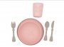 Bamboom set pappa piatto+scodella+bicchiere+posate rosa