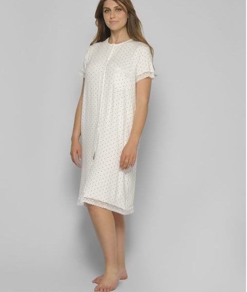 Dominam camicia da notte mezza manica viscosa avorio
