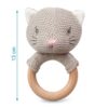 Kiokids massaggiagengive gattino legno e cotone 13cm grigio