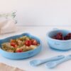 Kiokids stoviglie in silicone 4 pezzi blu
