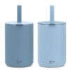 Kiokids 2 bicchieri in silicone blu con cannuccia