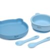 Kiokids stoviglie in silicone 4 pezzi blu