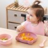 Kiokids stoviglie in silicone 4 pezzi rosa