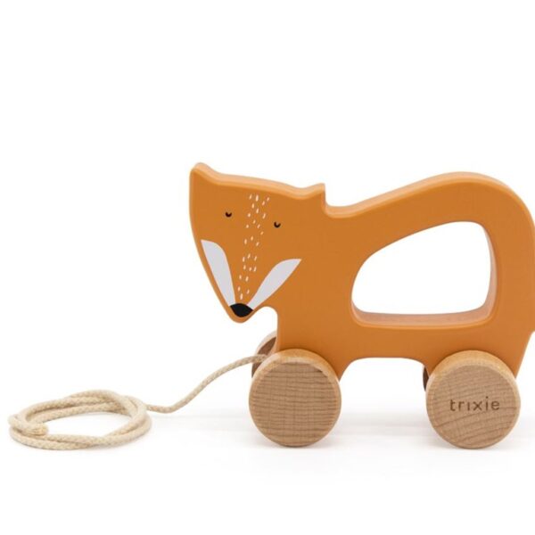 Trixie pull along toy mr fox volpe in legno