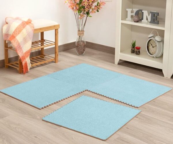 Kiokids tappeto 60x60x1cm azzurro 4  pezzi