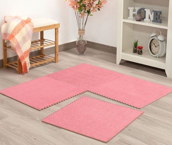 Kiokids tappeto 60x60x1cm rosa 4  pezzi