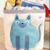 3 sprouts cesto portatutto  gatto blu 100% cotone