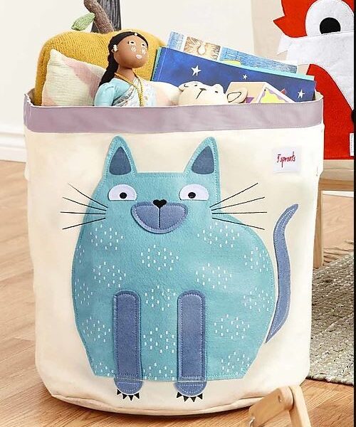 3 sprouts cesto portatutto  gatto blu 100% cotone