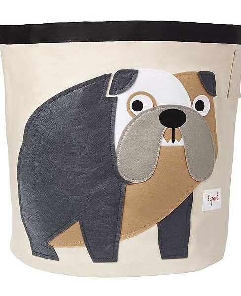 3 sprouts cesto portatutto  bulldog grigio 100% cotone