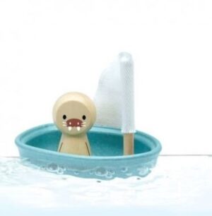 Plan toys barca a vela con tricheco 12m+