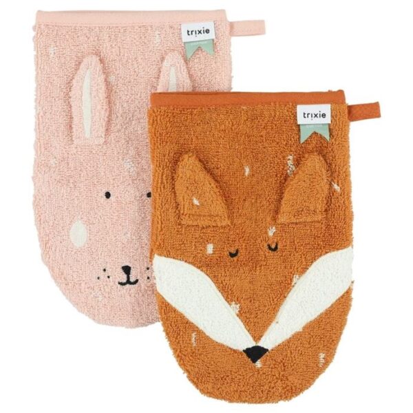 Trixie guanti da bagno 2 pz mrs rabbit e mr fox
