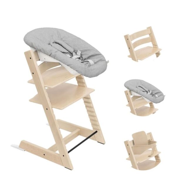 Stokke tripp trapp bundle sedia white + newborn set grey