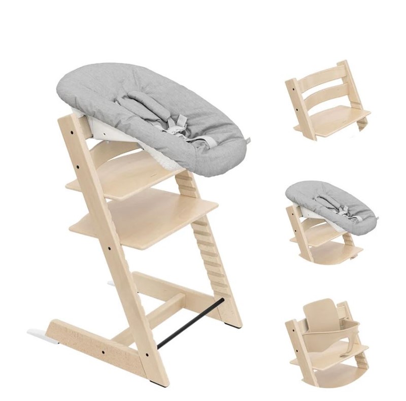 Stokke tripp trapp bundle sedia white + newborn set grey