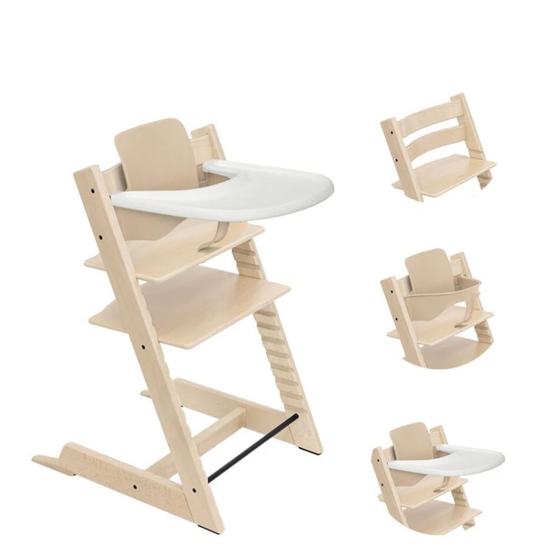Stokke tripp trapp bundle sedia natural+tray white+baby set