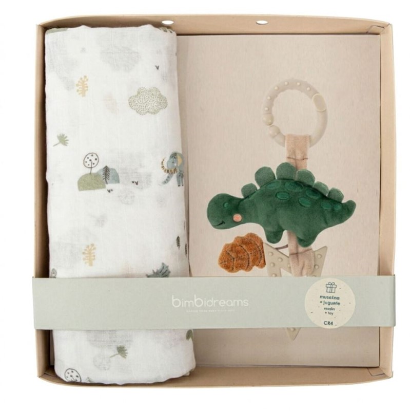 Bimbidreams set regalo mussola + tettarella trex verde