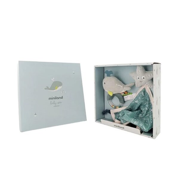 9E90EFD4670C8F96E11BCFF128B73AB6_ Miniland set regalo oceano doudou + sonaglino